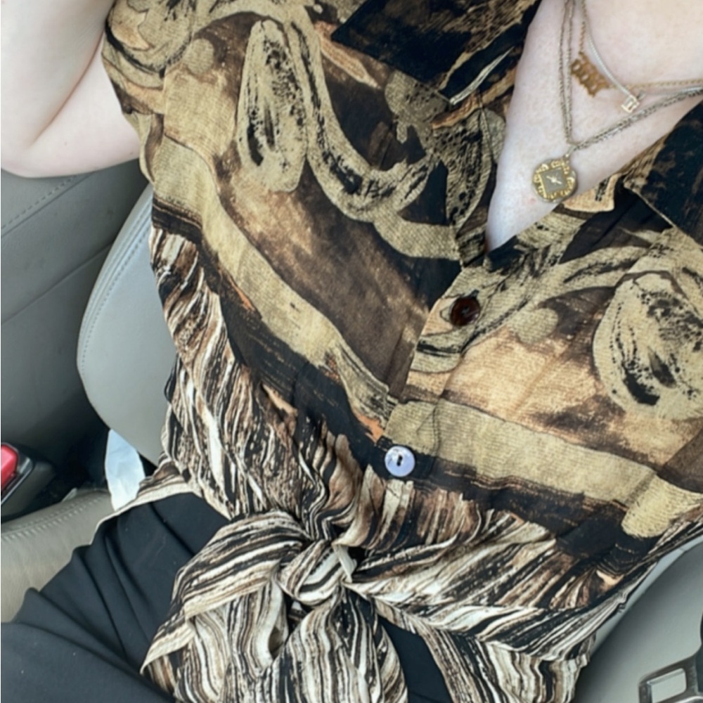Vintage Inspired Gideon Oberson Abstract Print Blouse | Size 44 (M)